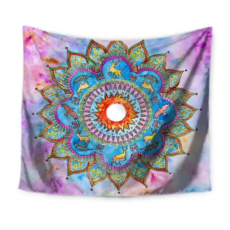 Queen Size Cheap Home Textile Indian Mandala Lotus Printing Tapestry For Wall Hanging