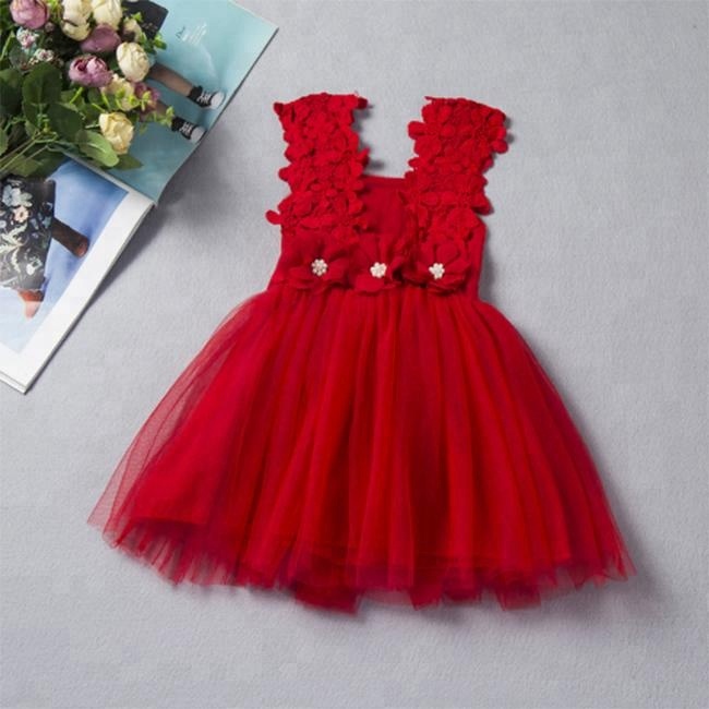 Latest sleeveless lace wedding dress patterns flower baby girl dress