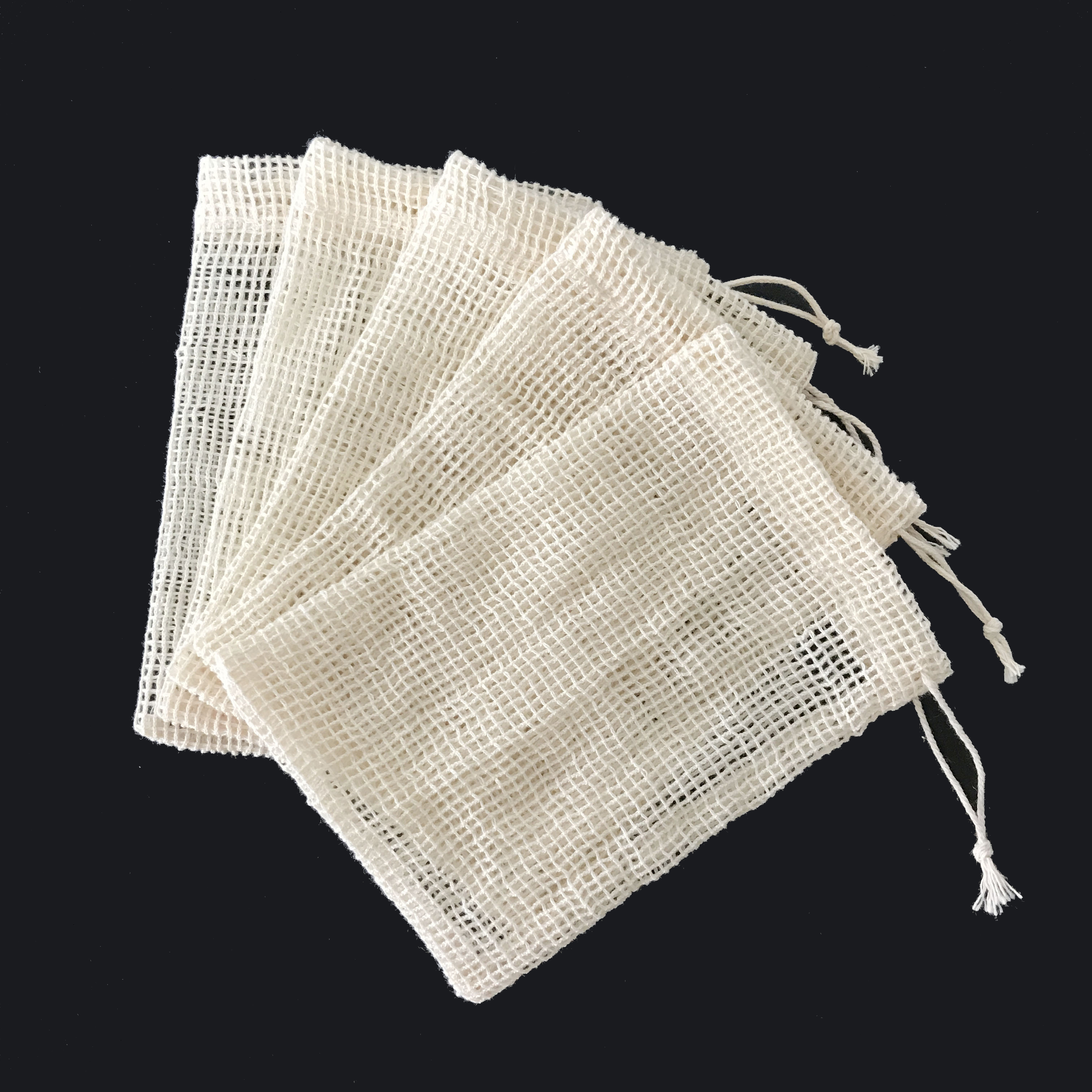 Cotton Net Bags Reusable Produce pouches Machine Washable Produce Saver Bags 4x6"