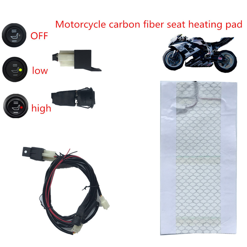 Motorcycle accessory motorbike seat warm heating waterproof carbon fiber seat heated parts for seats with round switch