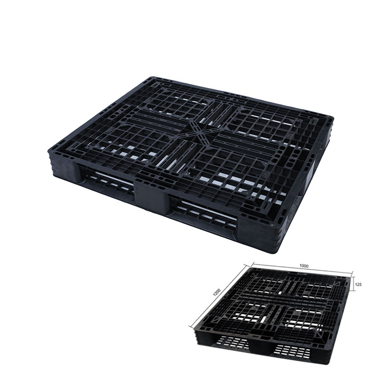 Black recycled HDPE disposable dynamic load capacity 1 ton one way export plastic pallet