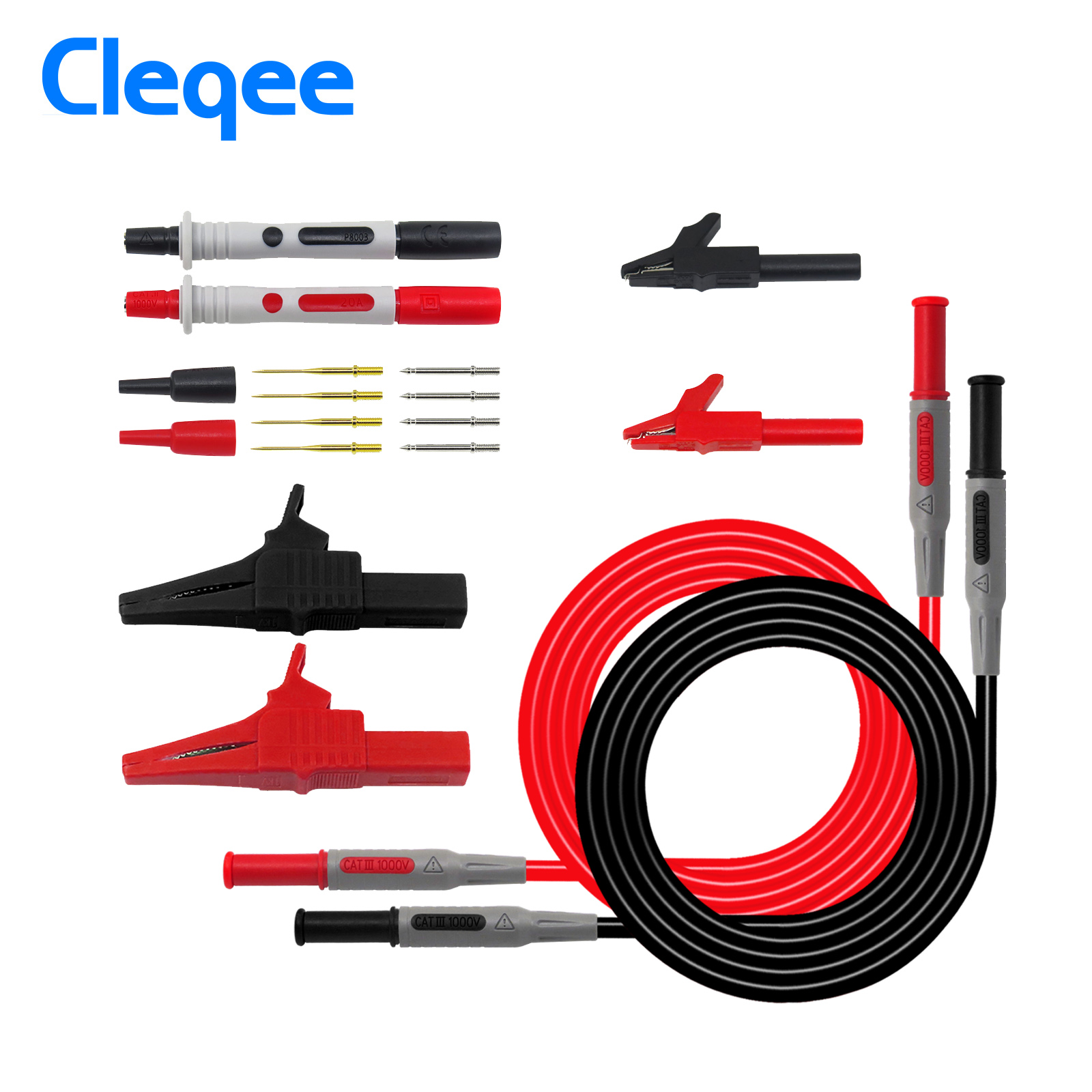 Cleqee/1 P1600A 8-в-1 автомобильных электронных защищенный зажим «крокодил» сменный Пробник контрольные выводы вилки типа «банан комплект измерительных наконечников