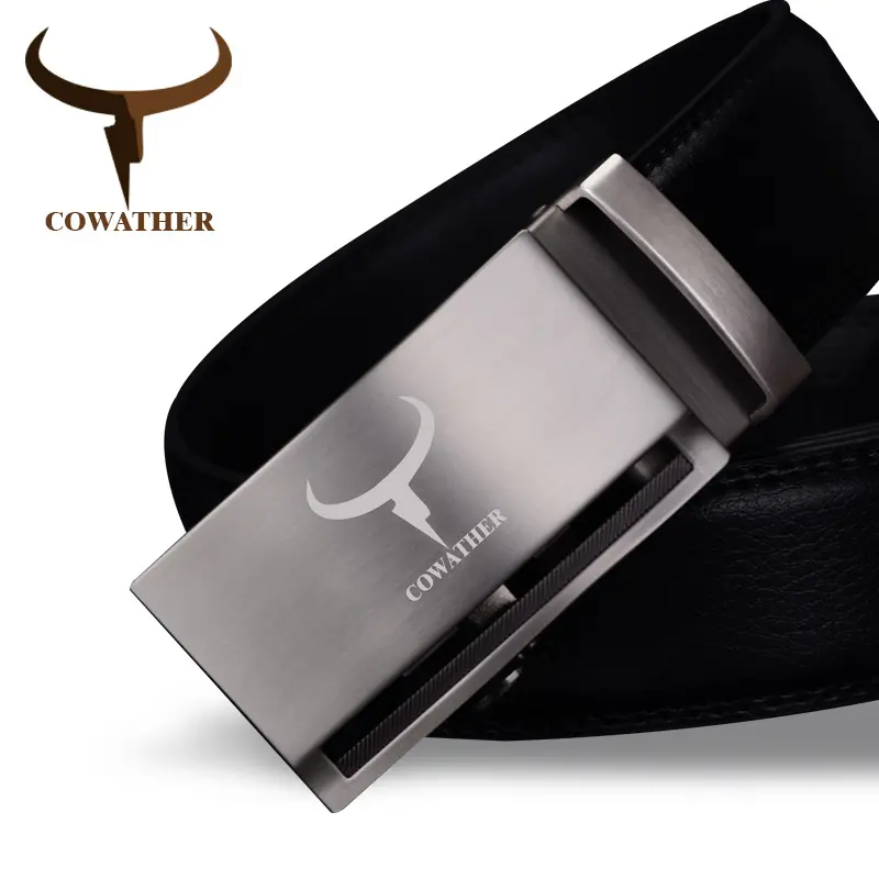 COWATHER Newest arrival cow genuine leather luxury belts for men good automatic alloy clasp belts ceinture homme original brand
