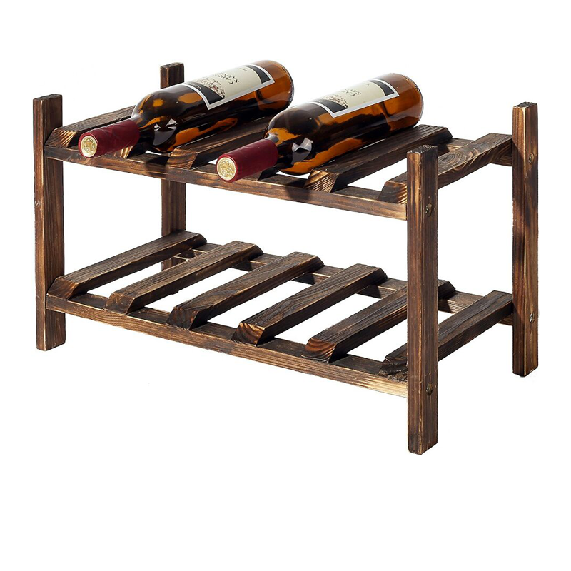 Decorative Antique Wooden Wine Bottle Display Rack