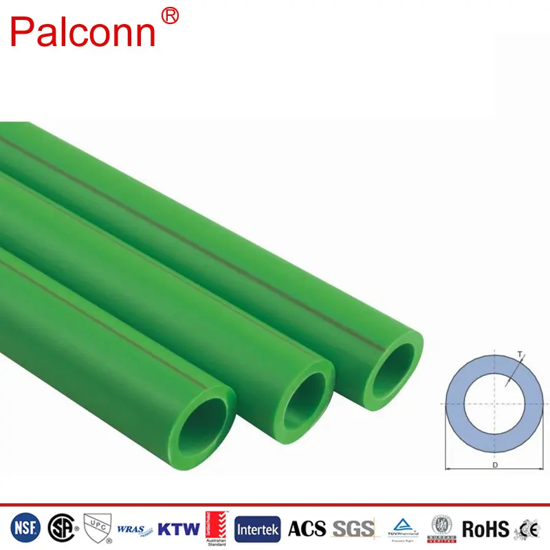 Ценовые сантехнические материалы PPR, сантехническая труба PPR зеленого цвета для подачи воды