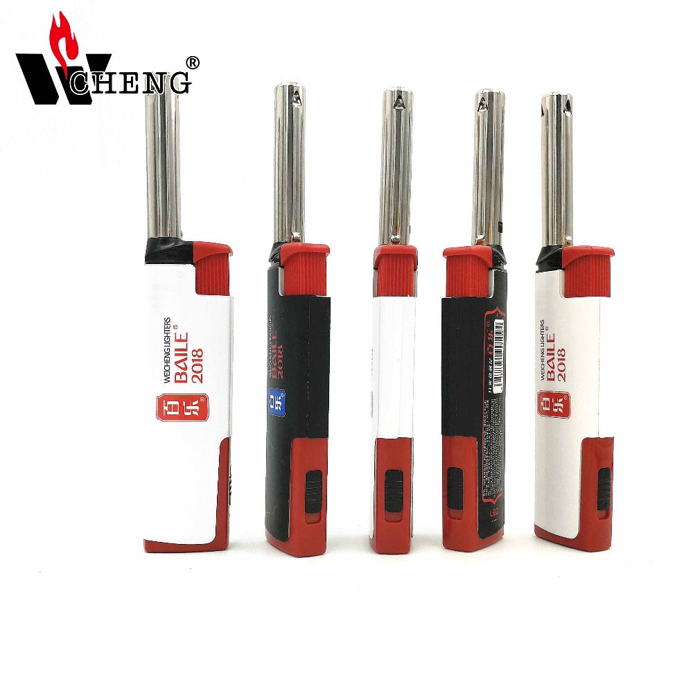 Custom Cigarette Butane Gas Windproof Torch LED Kitchen BBQ Lighter