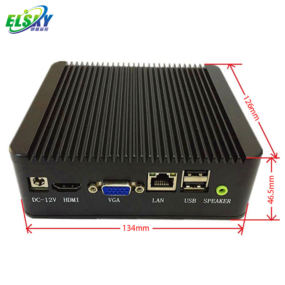 ЕЛЬСКОГО Intel Baytrail безвентиляторный J1800 Quad Core 2,0 г NANO ПК с поддержкой DC 12 В с 2 Wi-Fi антенны и 4 порта USB