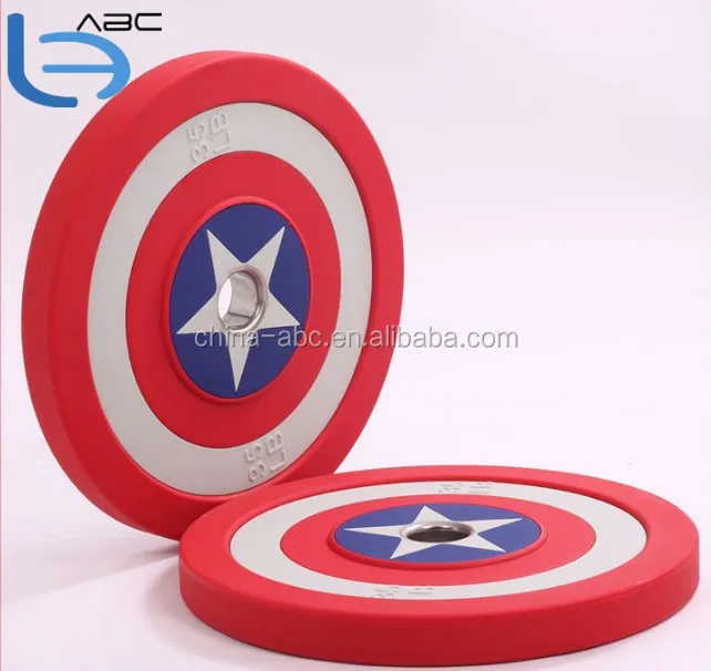 Captain America Gym Crossfit Professional PU Barbell Bumper Weight Plate