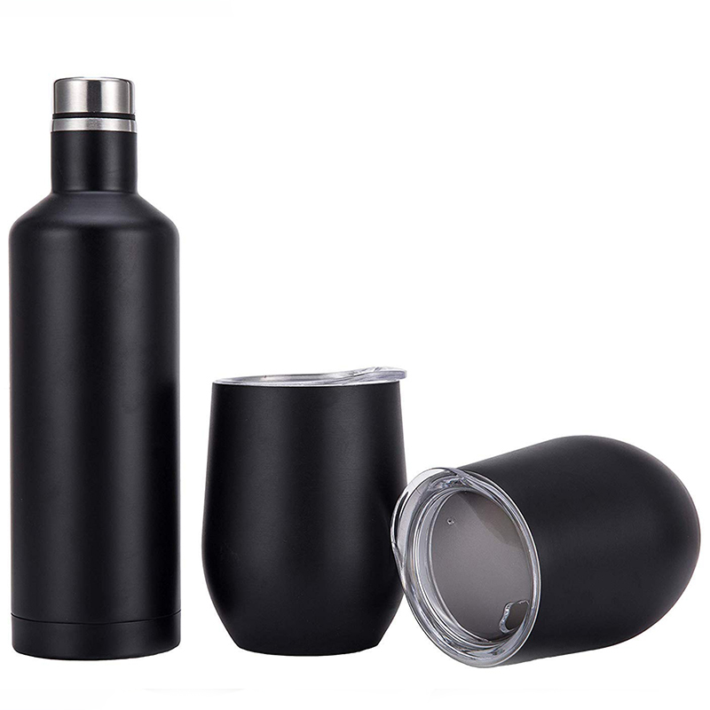 gift wine bottle tumbler set double wall stainless steel Insulated 17oz wine bottle and 12oz wine tumbler with gift box