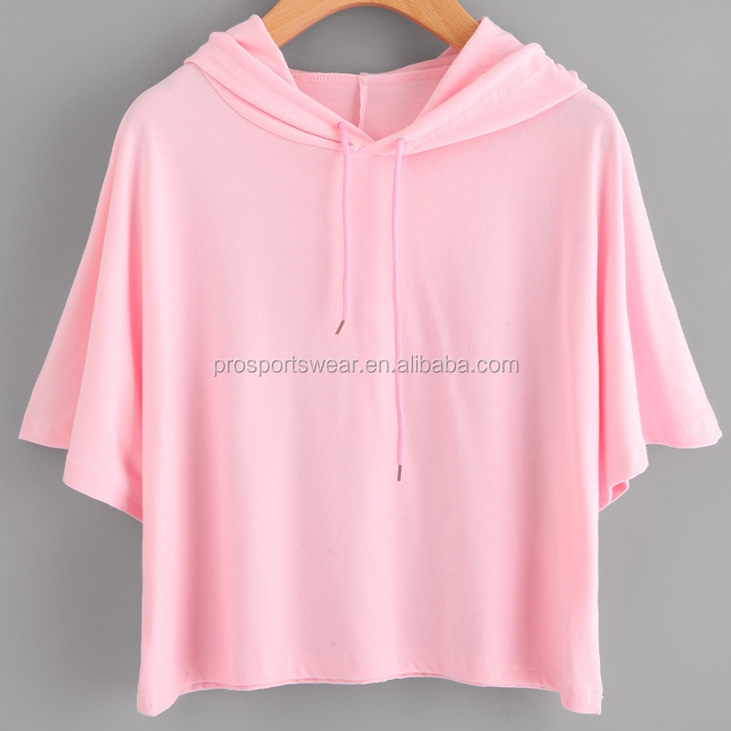 Высокое качество с капюшоном Drawstring Tee для женщин тренировки Растениеводство рубашки для мальчиков