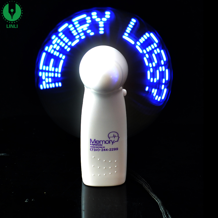 Mini Hand Held LED Light Fan Battery Operated Customized Message LED Flashing Mini Fan