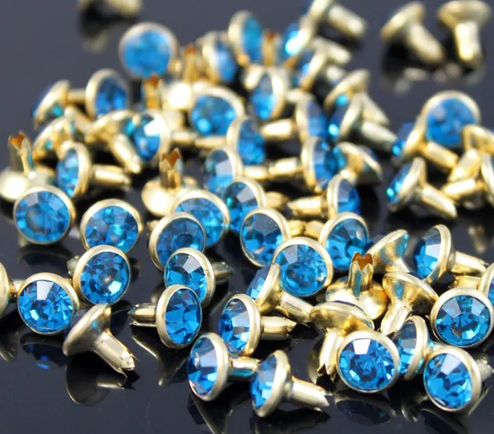 8mm sapphire open-end rhinestones crystal rivets for leather