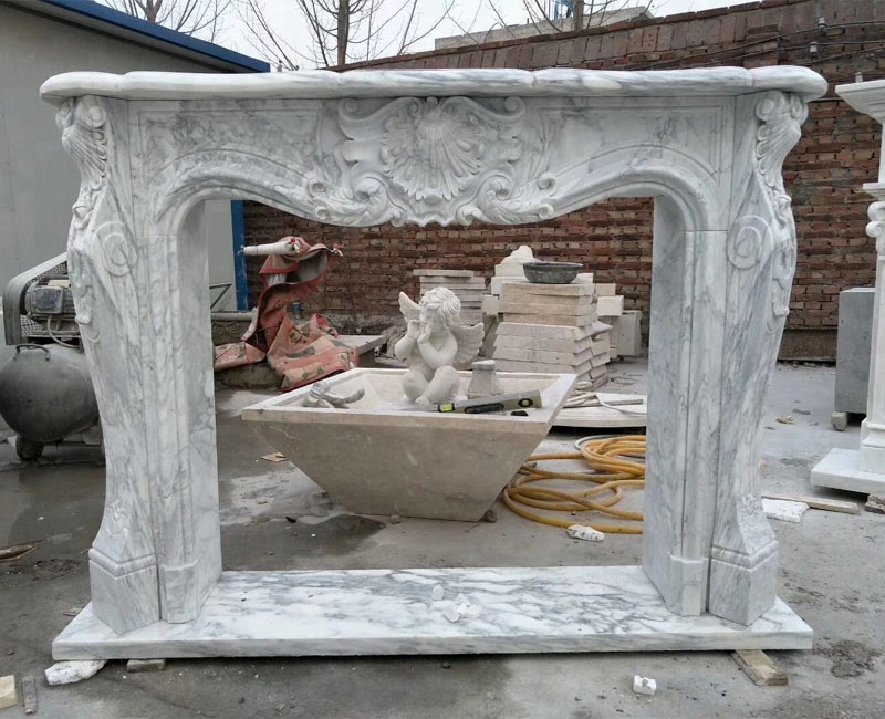Ручная резная мраморная каминная полка