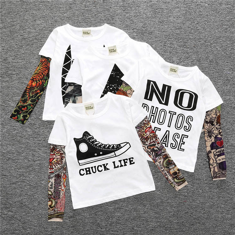 Custom Boy Одежда Хлопок Футболка С Длинным Рукавом Дети Футболки Новинка Татуировки Печати Рукавом Девочки Топы Весна Дети Топ