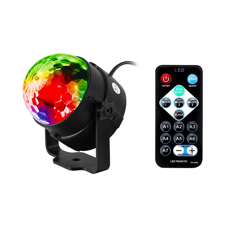Disco Ball Party Lights Rotating Lights Sound Activated LED Strobe Light 6 Color with Remote Controller for Car Home Room Party