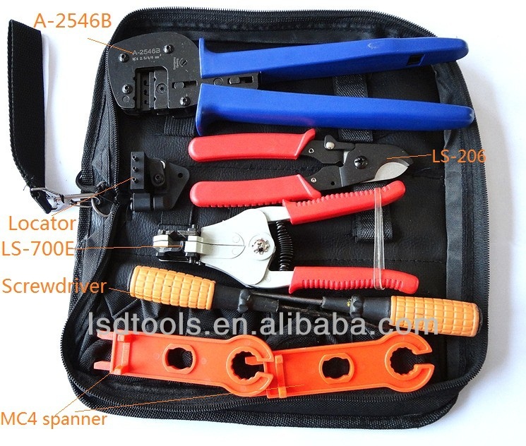 Solar pv Crimping Tool Kits for 2.5-6.0mm2 MC3/MC4 connectors,solar tool set with MC4/MC3 Crimper,Stripper,Cutter