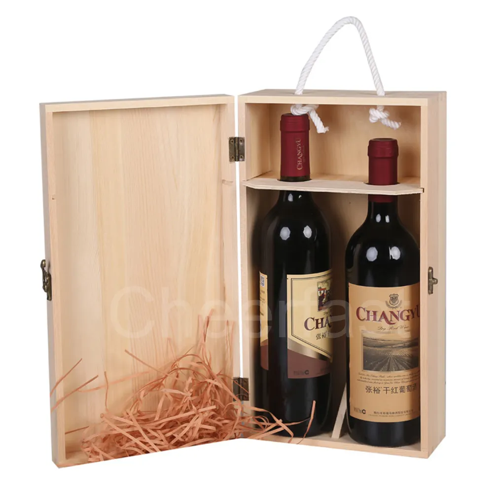 Awesome Pine Wood Double Wine Box Packaging