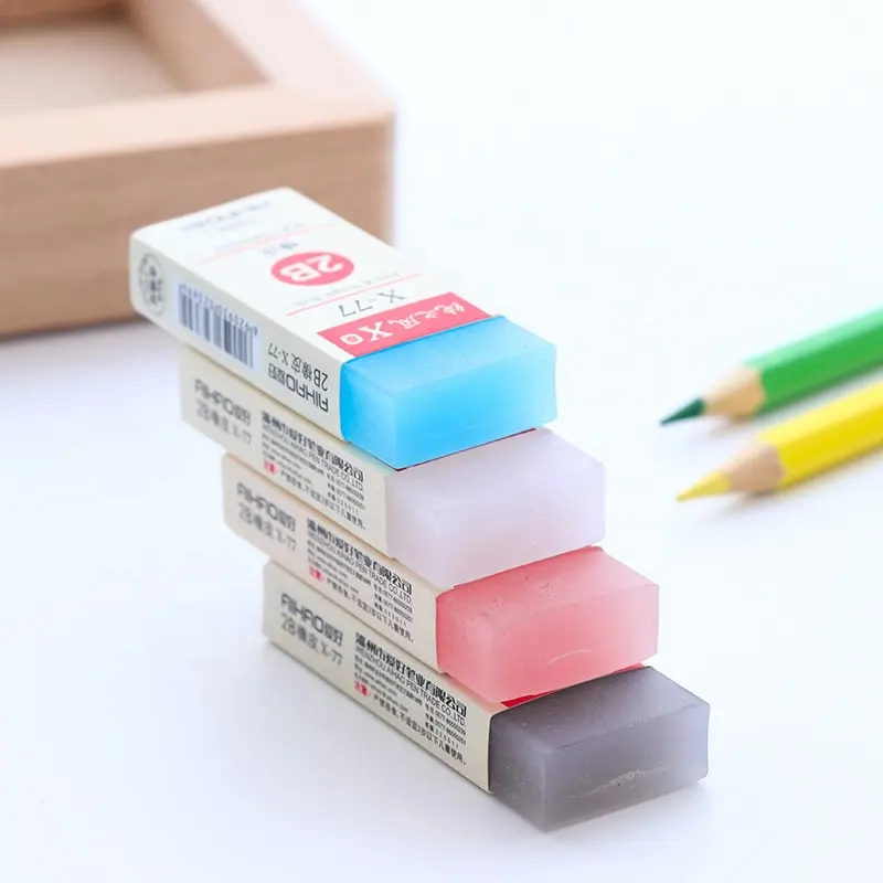 High quality colored crystal rubber transparent 2B eraser