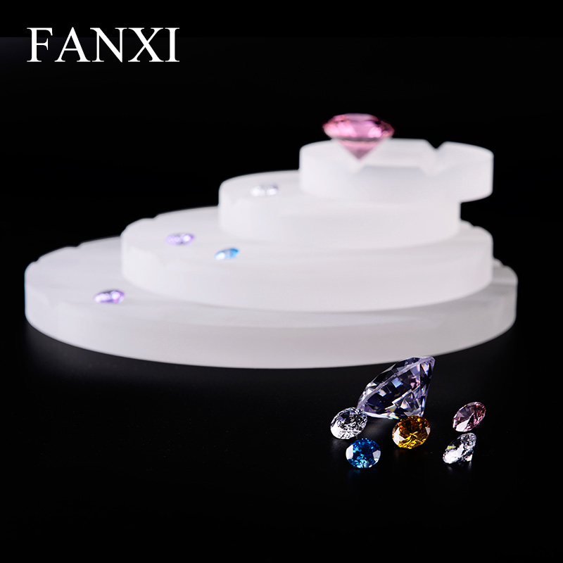 FANXI Роскошная универсальная витрина магазина акриловых бриллиантов ювелирные изделия Стенд набор свободная Бриллиантовая Доска круглая матовая акриловая подставка