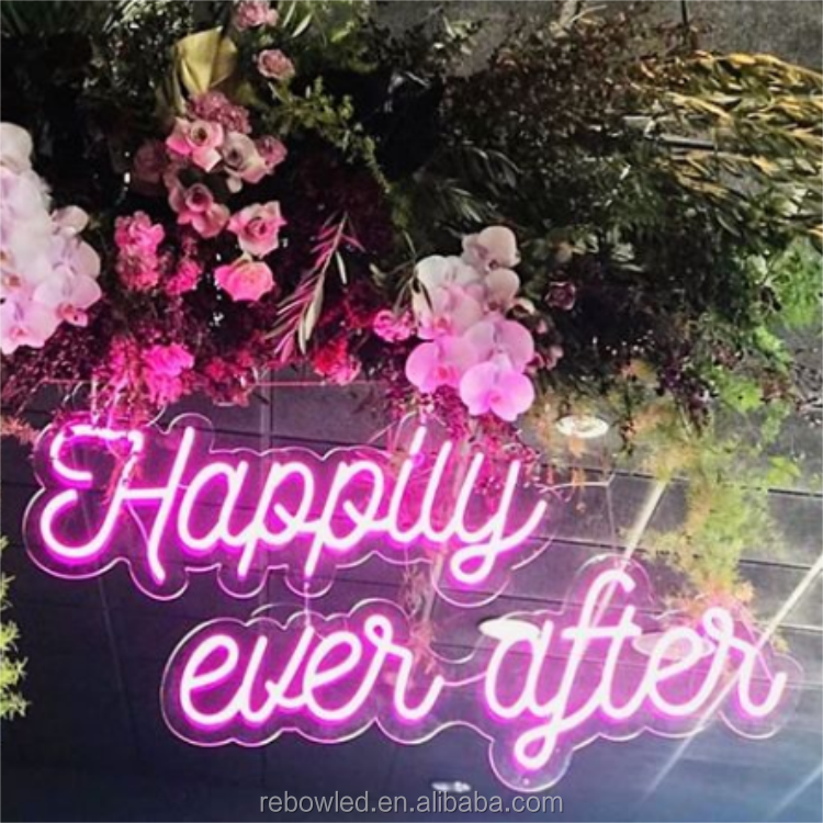 Rebow drop shipping electronic Unbreakable Wall Mounted White Plastic Acrylic Neon Sign led light letters words