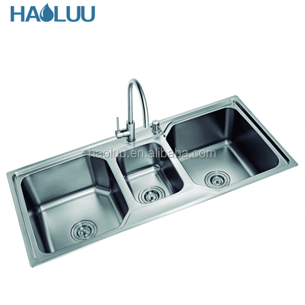 Супер Глубокая матовая Тройная кухонная раковина HL61601