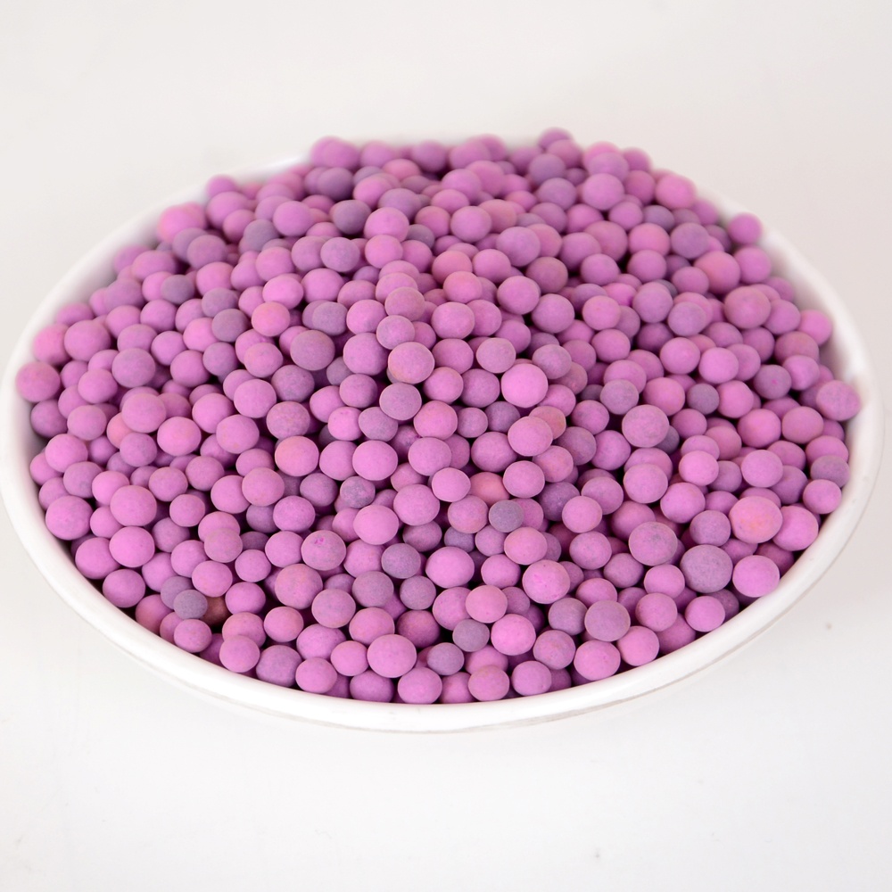 Factory Supply Bulk High Efficient Activated Alumina Ball KMnO4 Beads For Fruit Ethylene Gas Absorber