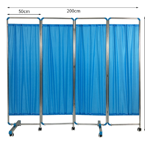 Hospital 4 fold medical bed room divider/hospital bed partition/bed screen