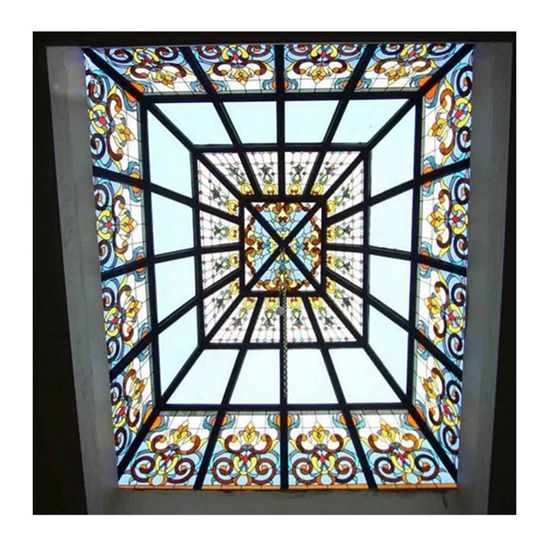Factory custom made stained glass square ceiling dome designs for hall roof decorative