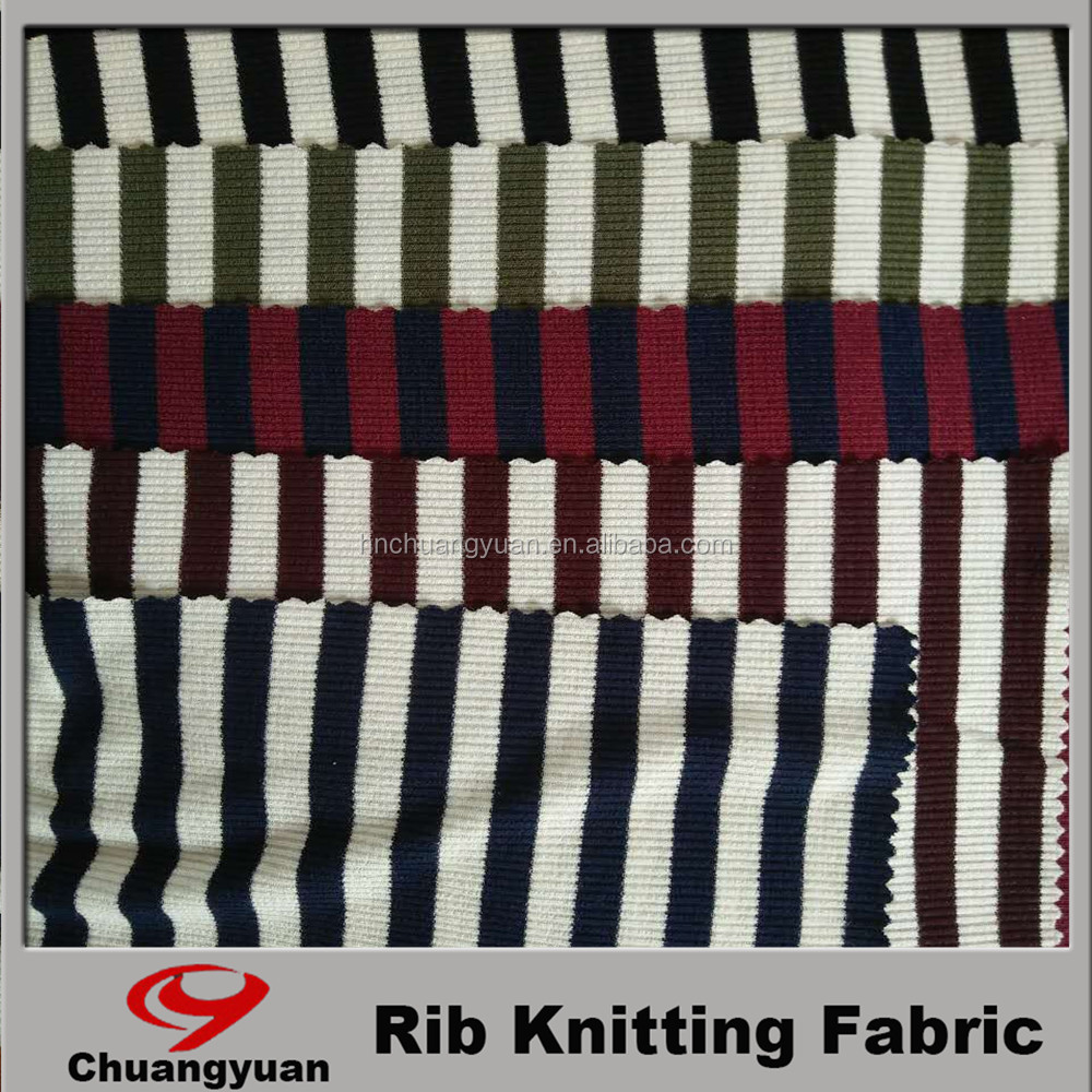 2016 new design stripe 4x2 metallic rib knitting fabric