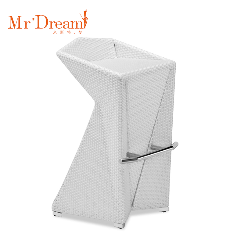 Высококачественная китайская мебель Mr.Dream, белый полиэтиленовый ротанговый кухонный барный стул