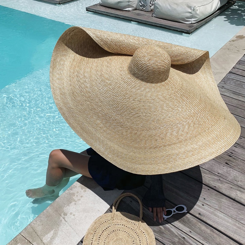 1M 100CM Lady's Model Fashion Shows Extra Large Wide Brim Wheat Straw Hat Super Fashion Catwalk Super Big Floppy Straw Hat