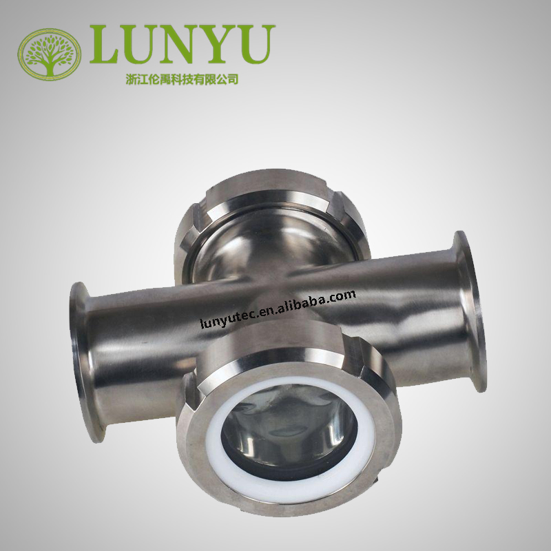 Inline Union Cross Sight Glass Tri Clamp Sanitary Stainless Steel