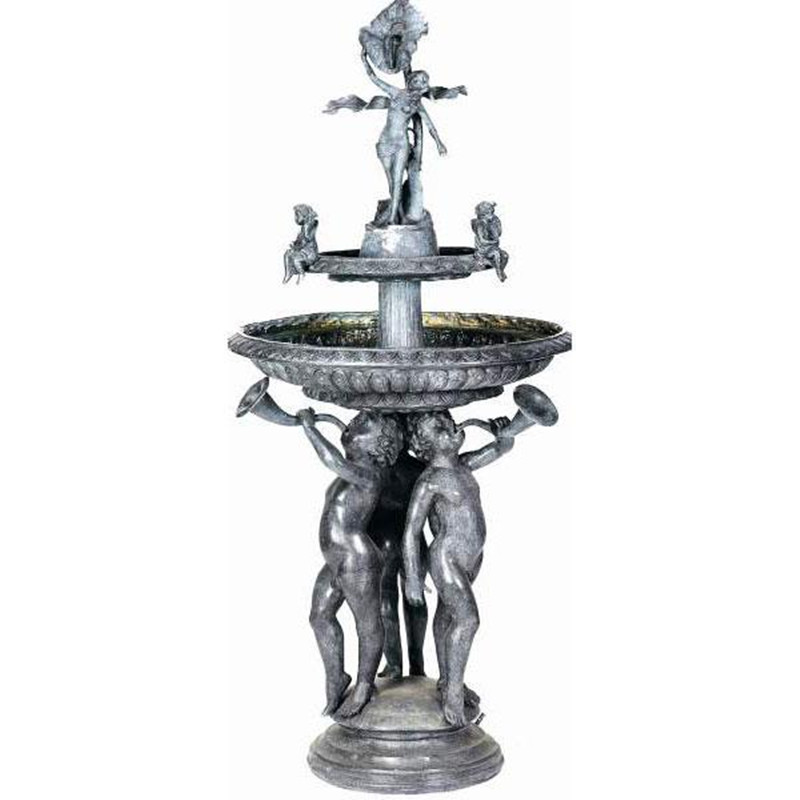 Открытый резные marble фонтан с статуя Ангела