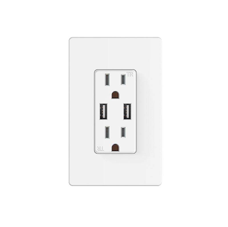 Умный дом универсальный wallplate гнездо зарядное устройство Dual USB гнездо 2.4A 4.8A выход и Америка электрической розетке с TR 15A