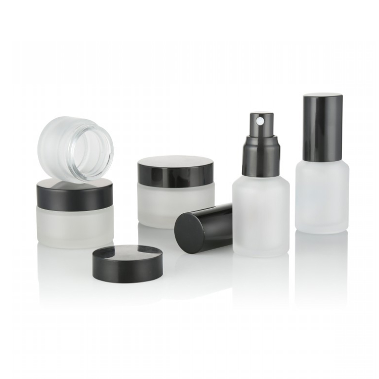 Low MOQ Cosmetic Packaging 5g 10g 20g 30g 50g 100g Frosted Glass Jars 20ml 30ml 40ml 60ml 80ml 100ml 120ml Frosted Glass Bottles