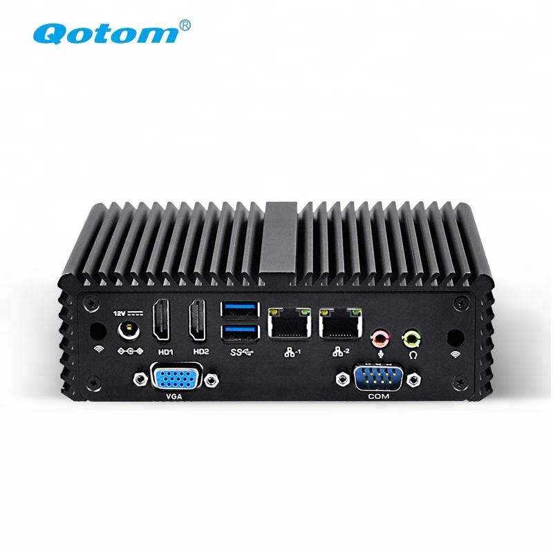 Qotom Q150P 2 ethernet безвентиляторный мини-ПК с четырехъядерным оборудованием J3160 AES-NI Mini PC Настольный мини-компьютер