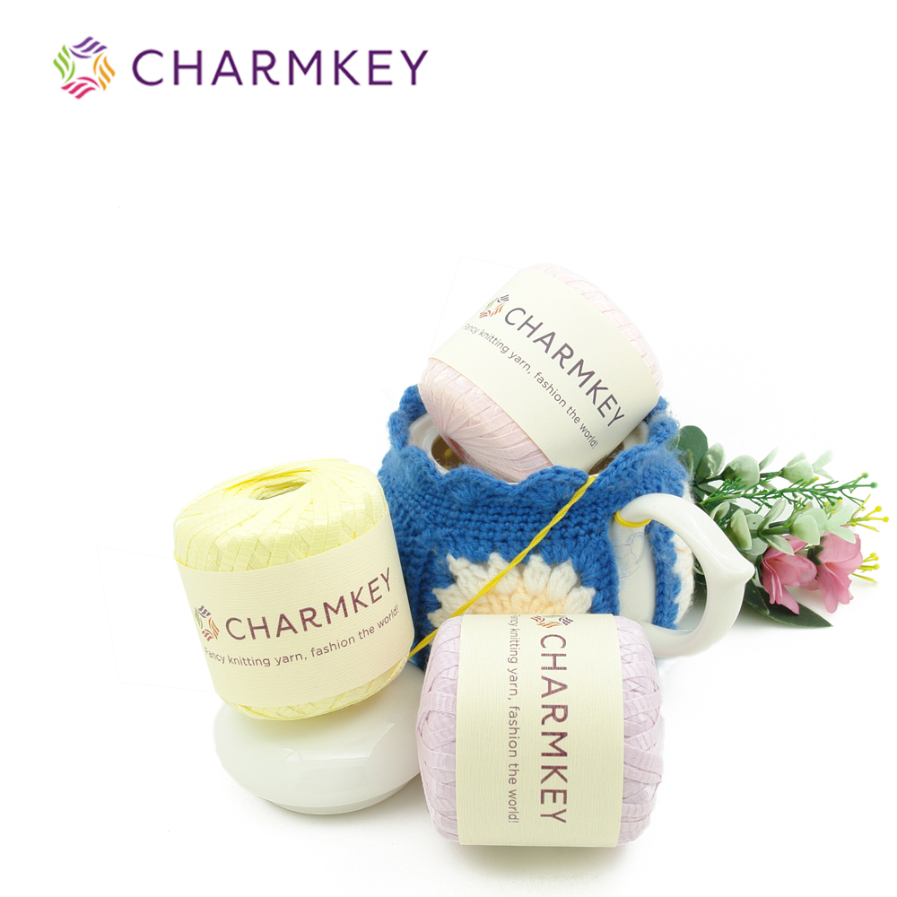 Оптовая продажа из Китая Charmkey Полиэстер Лента Пряжа ручной Вязание Пряжа для ремесленных