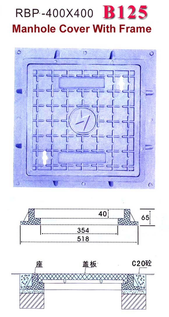 Композитная люк с рамкой, 400x400 мм, B125