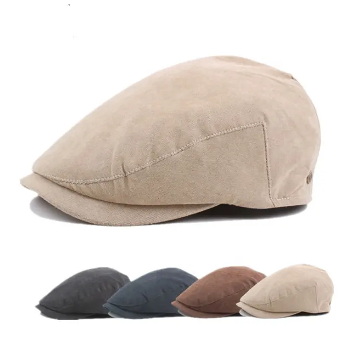 Autumn Winter Solid Cotton Flat Ivy Beret Cap for Woman Men