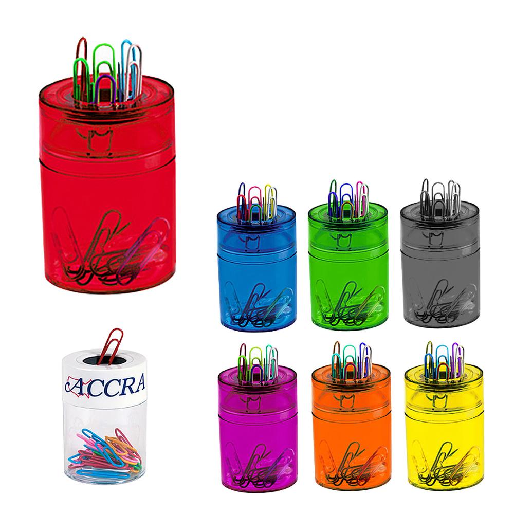 ABS plastic transparent round column cylinder built in magnetic ring office desktop table working paper file document clip box