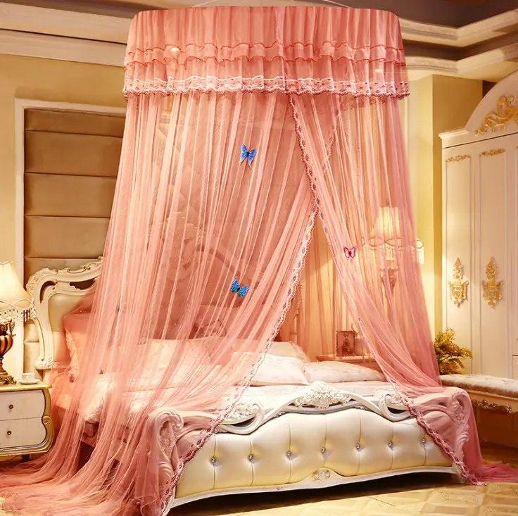 New Dome Mosquito Ceiling Princess Bed European Court Wedding Red Flooring Mosquito Net Student Bed Wholesale