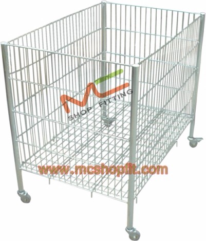 supermarket metal wire promotion table with 4 wheels for stores