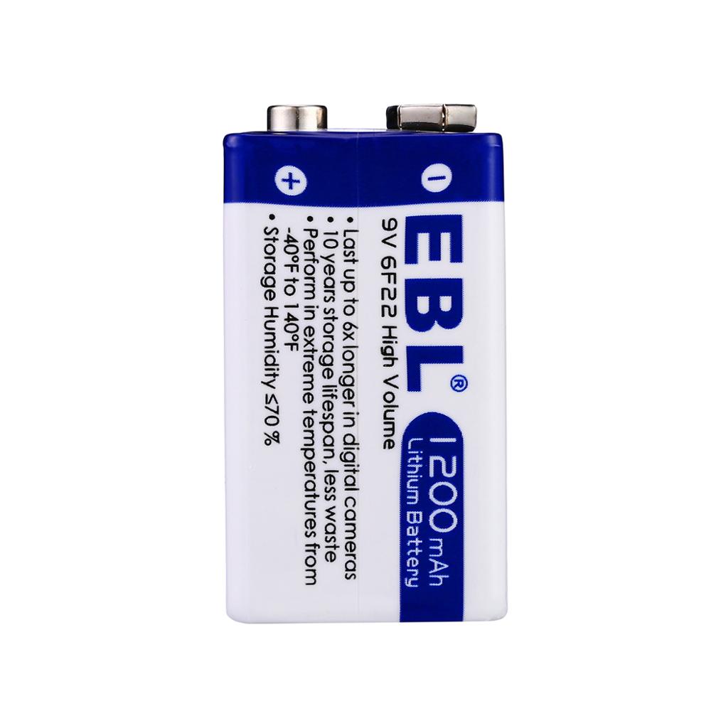 EBL 6F22 9V литиевая батарея 1200mAh анти-утечки Rechaegable батарея
