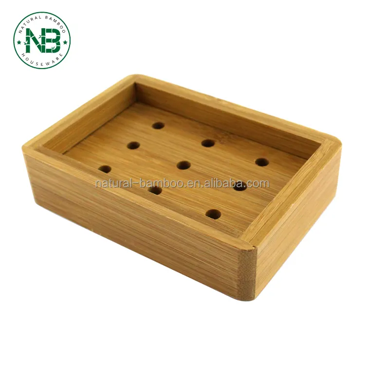 Natural Bamboo Wooden Bathroom Shower Soap Dish Storage Holder Plate Tray New