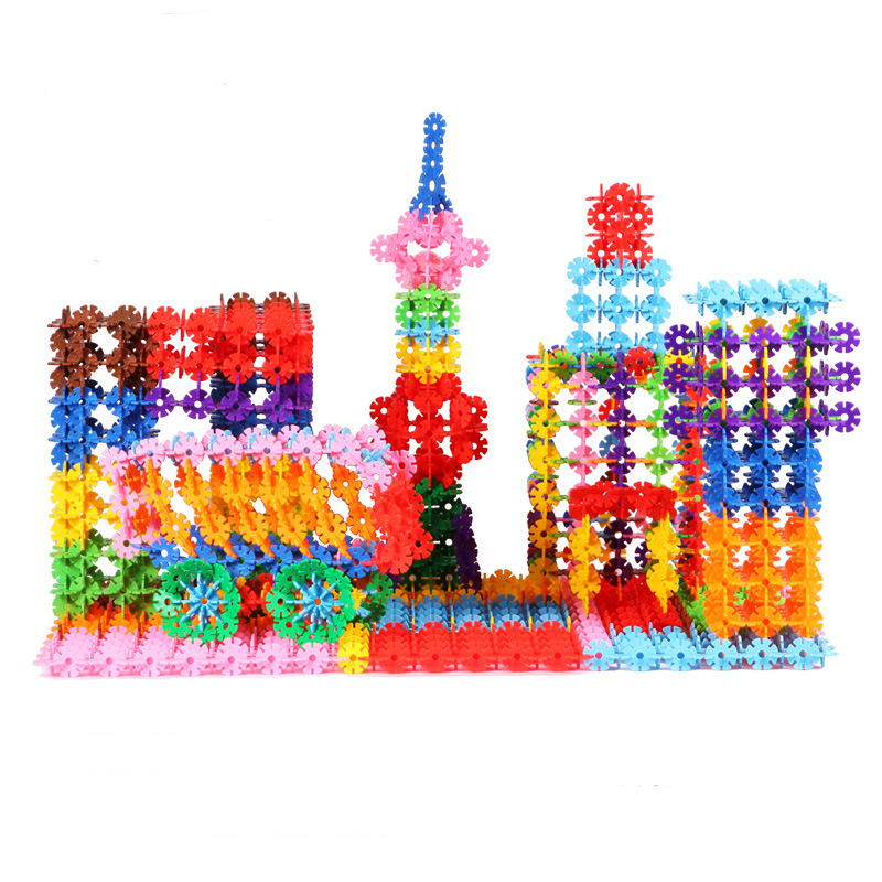 Kindergarten kids educational toy intelligence big snowflake puzzle plastic building blocks toys