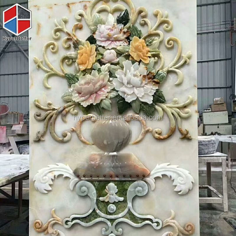 Цветочный узор красочный камень cnc резьба плитка