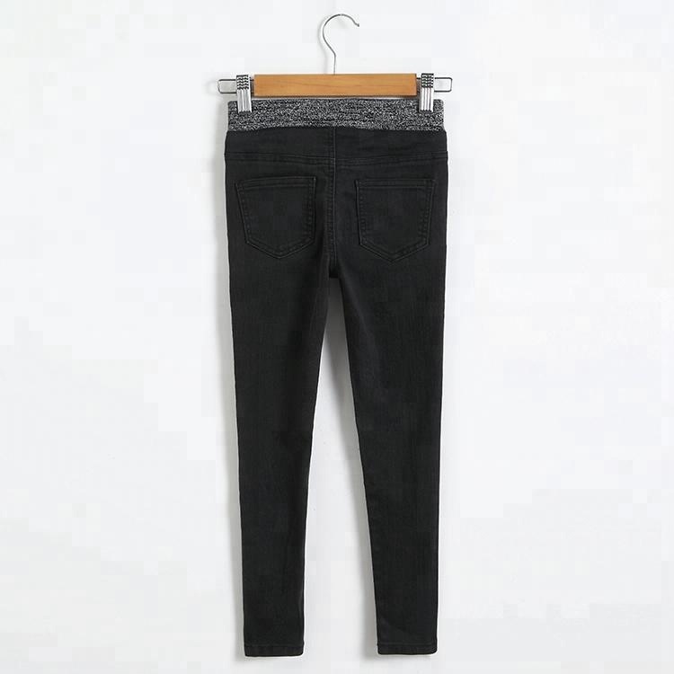 Лучшее качество длинный синий Slim Fit последние весенние детские джинсы для девочек