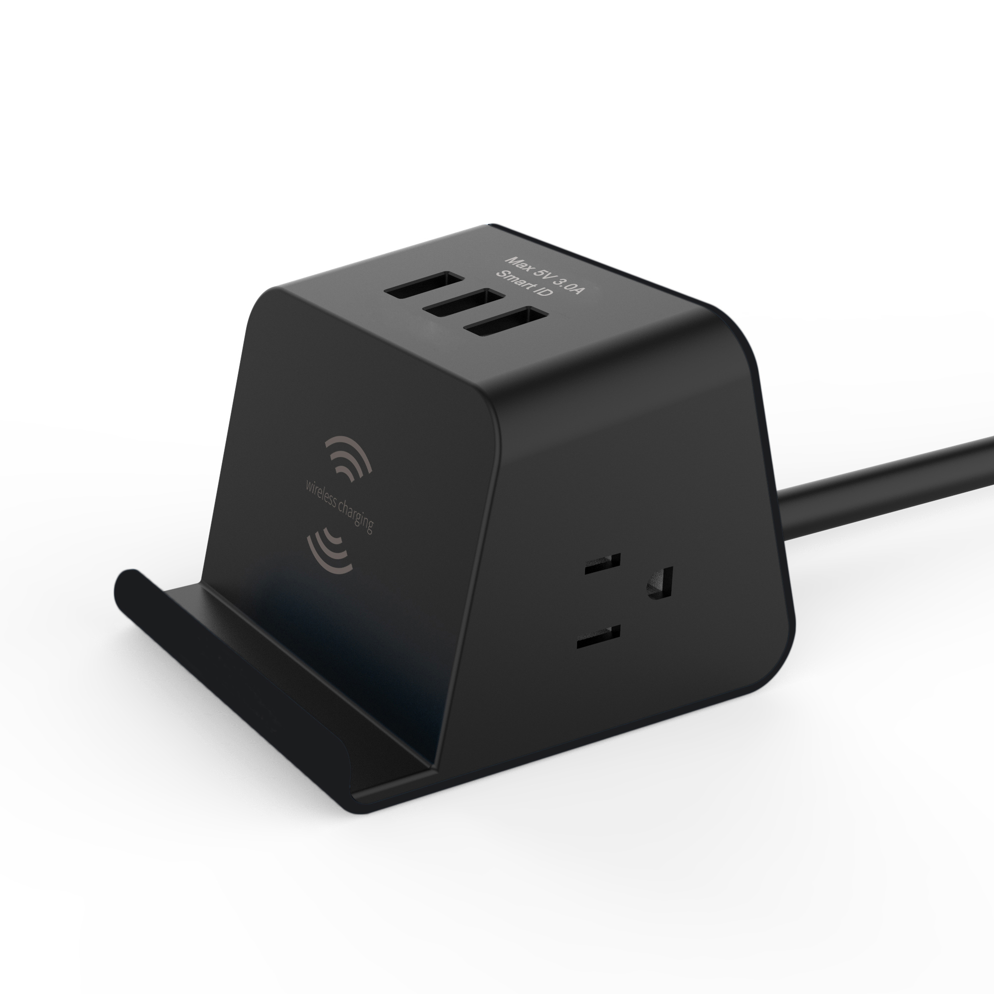Сетевая плата с защитой от перенапряжения с 3 портами usb и беспроводной зарядкой 10 Вт