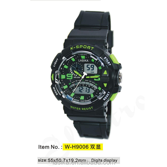 2018 Alibaba China digital cheap wrist watch for men in bulk sport Double display waterproof watch