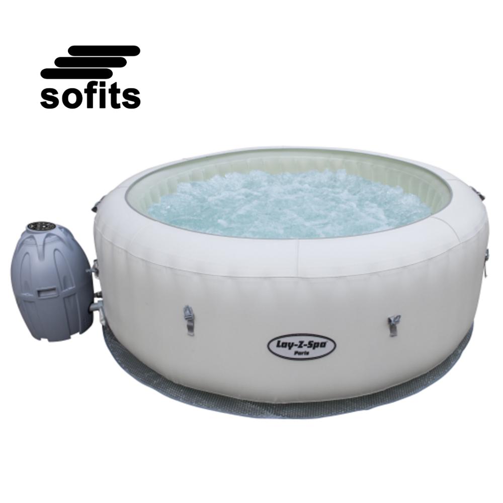 Bestway 54148 Lay-Z-Spa Paris надувная и портативная круглая гидромассажная Ванна со светодиодной подсветкой